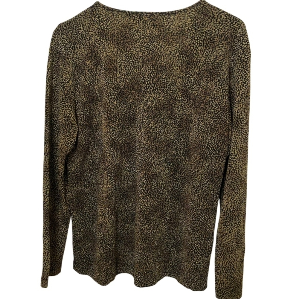 Chico's Brown and Tan Women's Long Sleeve Blouse V-Neck Size 2 - Picture 2 of 7